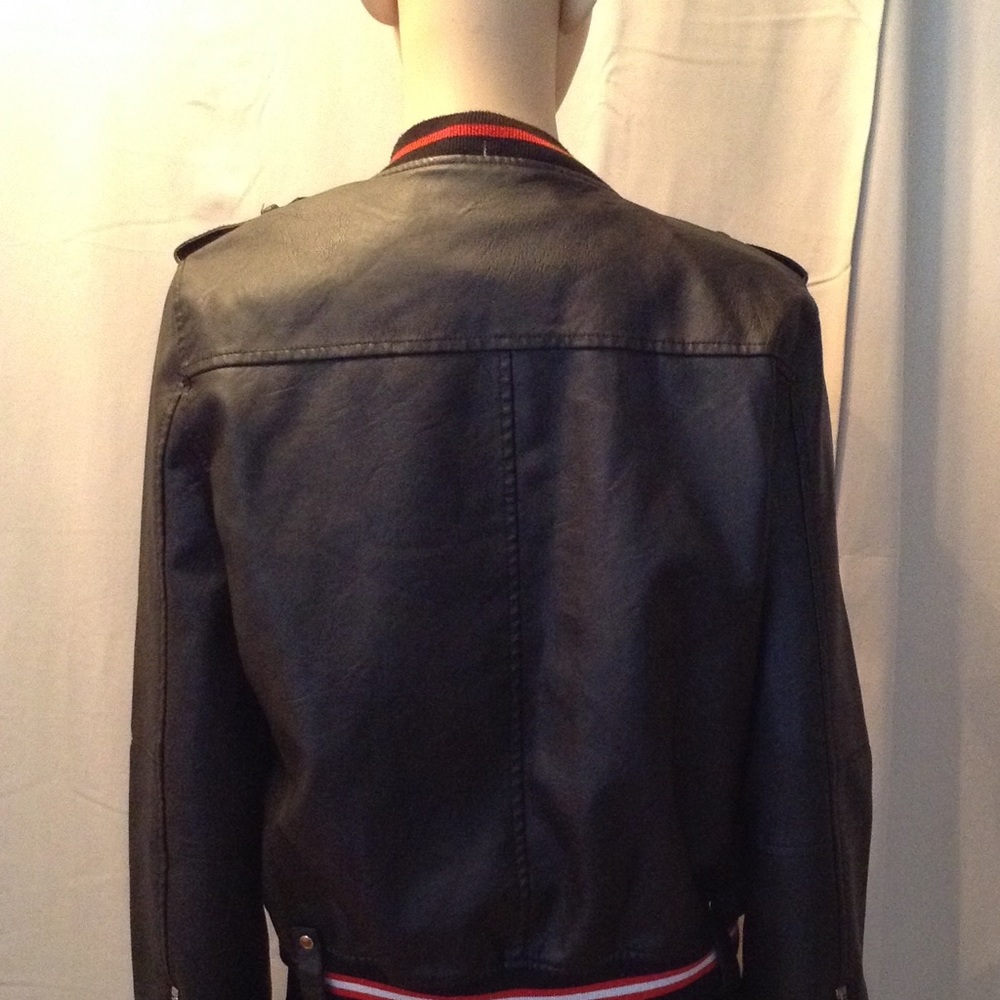 Faux Leather Motorcycle / Baseball Jacket NWT - Picture 5 of 6